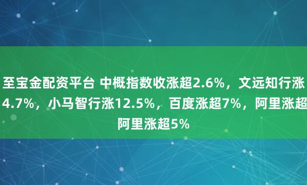 至宝金配资平台 中概指数收涨超2.6%，文远知行涨超14.7%，小马智行涨12.5%，百度涨超7%，阿里涨超5%