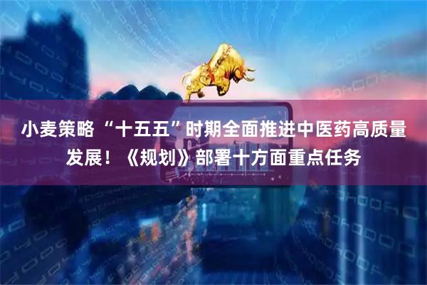 小麦策略 “十五五”时期全面推进中医药高质量发展！《规划》部署十方面重点任务